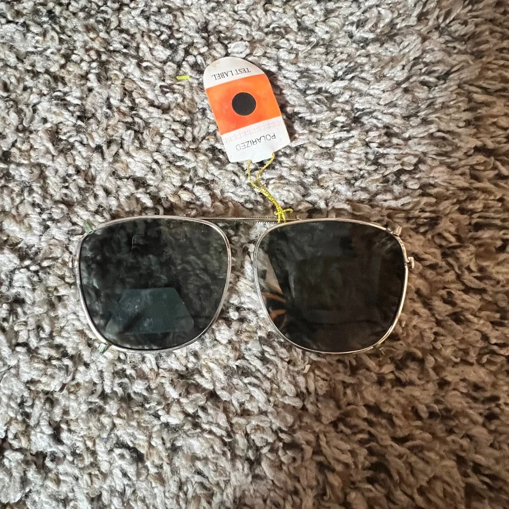New Polarized Clip On Sunglasses 52mm Silver Frame Square Glare Blocking Lenses